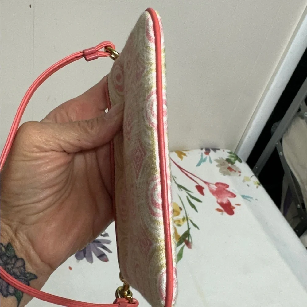 Coach Pink and Gold Geometric Wristlet